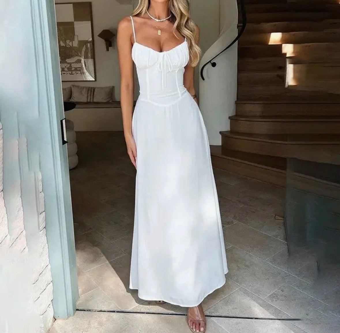 elegant white form fitting dress