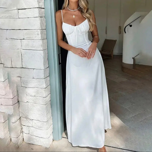 elegant white form fitting dress